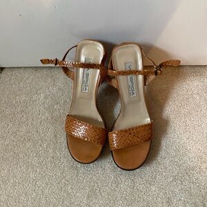 Via Spiga Vintage Woven Strap Heeled Sandals